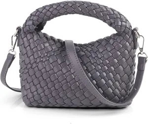 Woven Purse For Women, Small Crossbody Tote Bag with Detachable Shoulder Strap, Girls Top Handle Handbag