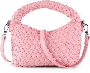 Woven Purse For Women, Small Crossbody Tote Bag with Detachable Shoulder Strap, Girls Top Handle Handbag