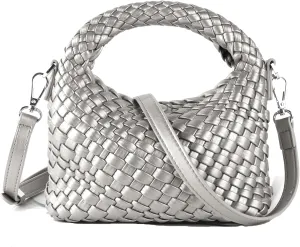 Woven Purse For Women, Small Crossbody Tote Bag with Detachable Shoulder Strap, Girls Top Handle Handbag