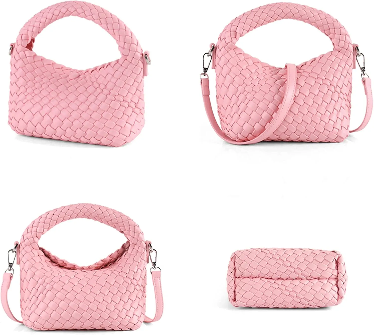 Woven Purse For Women, Small Crossbody Tote Bag with Detachable Shoulder Strap, Girls Top Handle Handbag