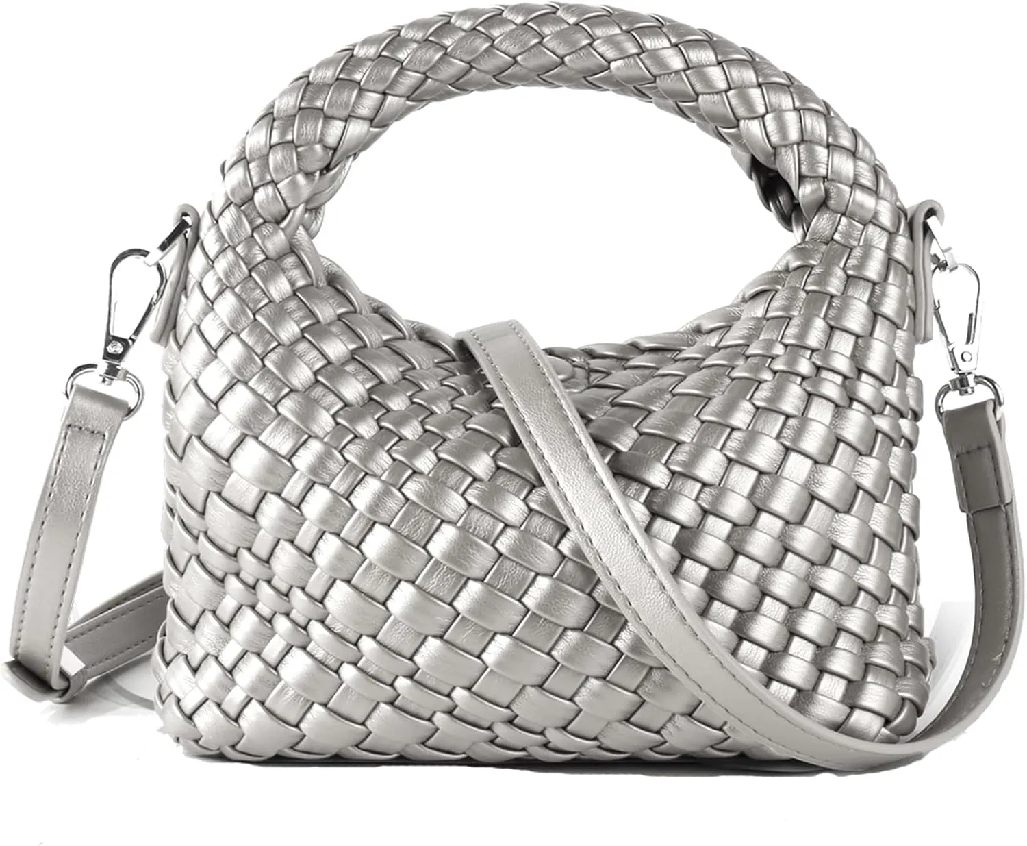 Woven Purse For Women, Small Crossbody Tote Bag with Detachable Shoulder Strap, Girls Top Handle Handbag