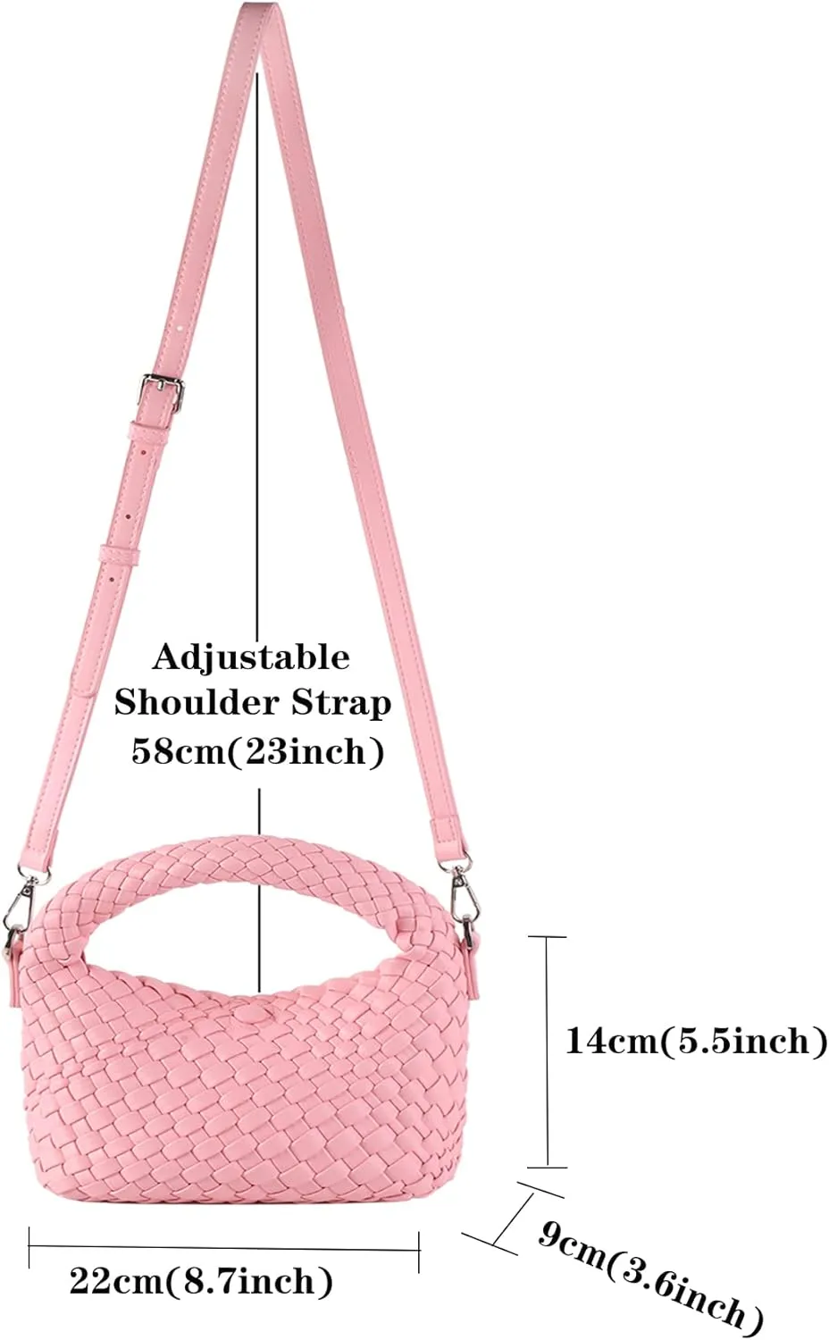 Woven Purse For Women, Small Crossbody Tote Bag with Detachable Shoulder Strap, Girls Top Handle Handbag