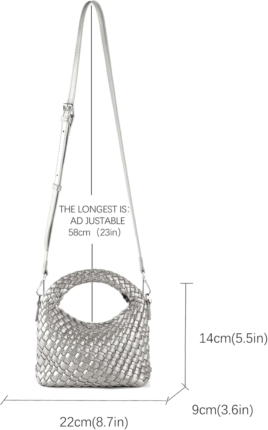 Woven Purse For Women, Small Crossbody Tote Bag with Detachable Shoulder Strap, Girls Top Handle Handbag
