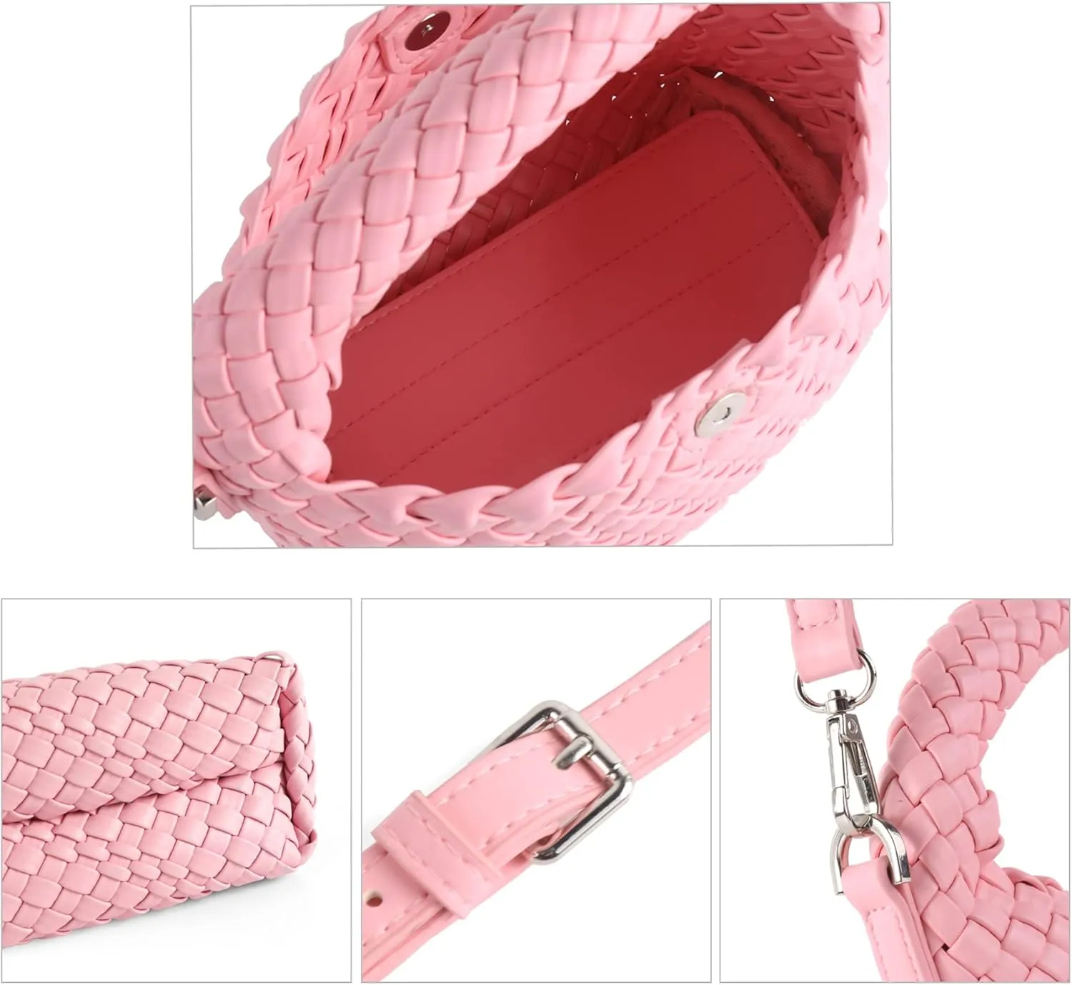 Woven Purse For Women, Small Crossbody Tote Bag with Detachable Shoulder Strap, Girls Top Handle Handbag
