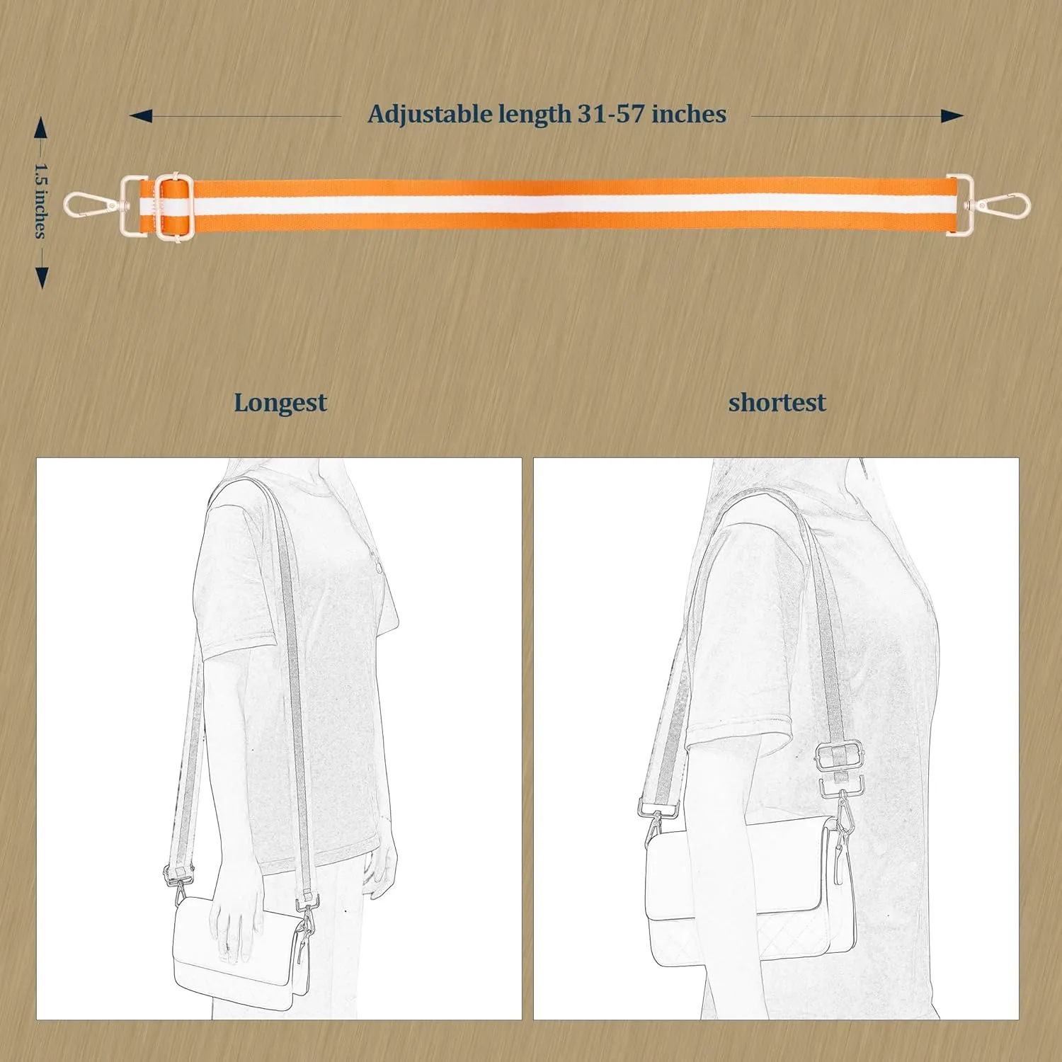 Woven Stripe Purse Straps,Replacement Crossbody Wide Shoulder Adjustable Strap for Bag Handbags