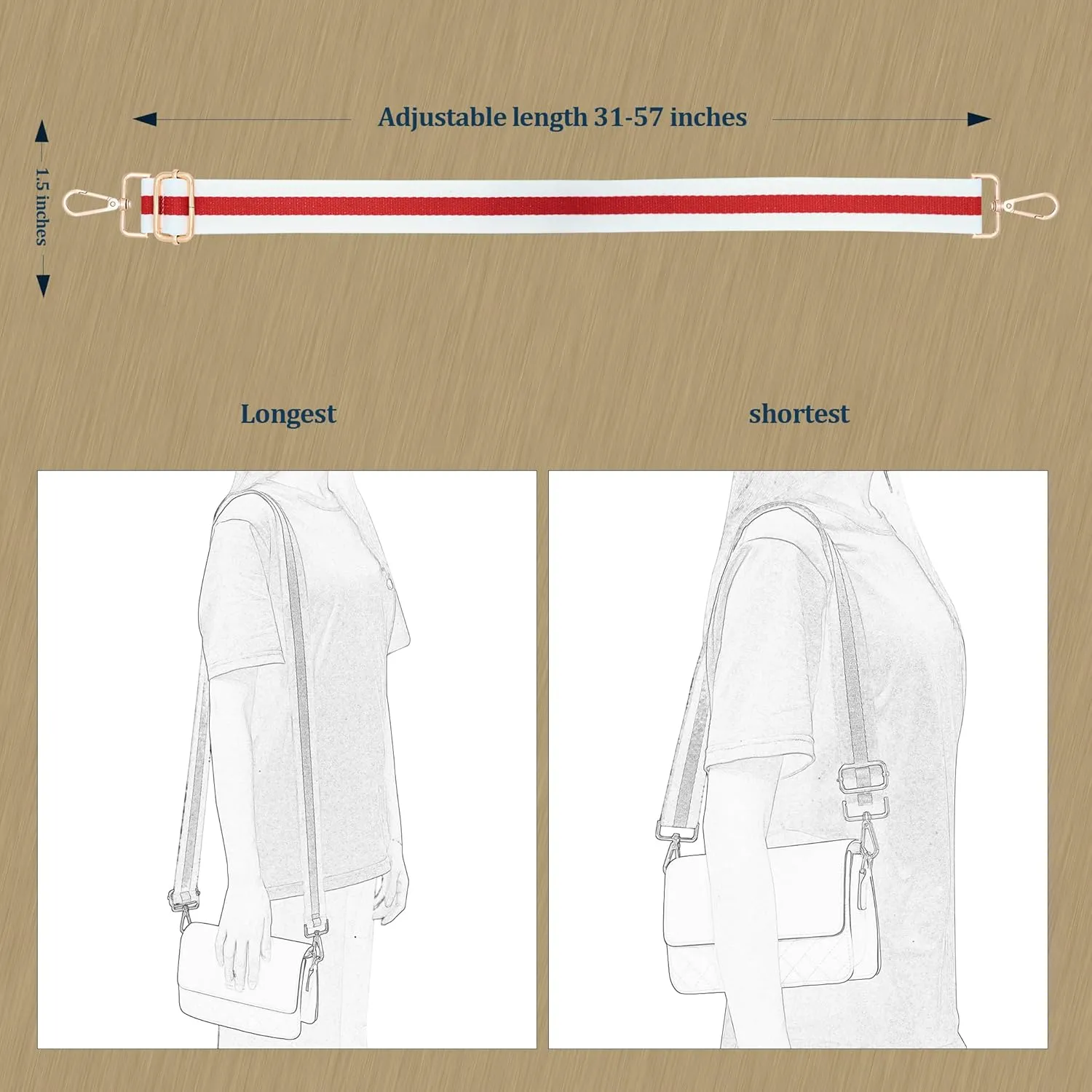 Woven Stripe Purse Straps,Replacement Crossbody Wide Shoulder Adjustable Strap for Bag Handbags