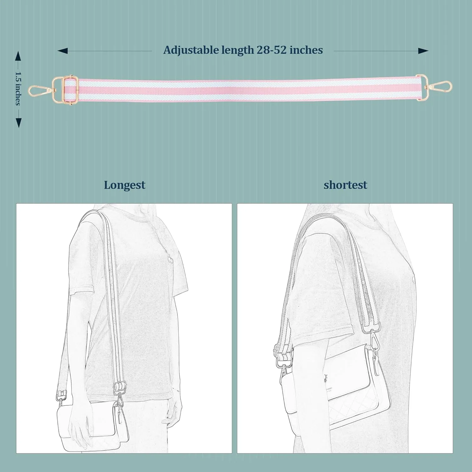 Woven Stripe Purse Straps,Replacement Crossbody Wide Shoulder Adjustable Strap for Bag Handbags