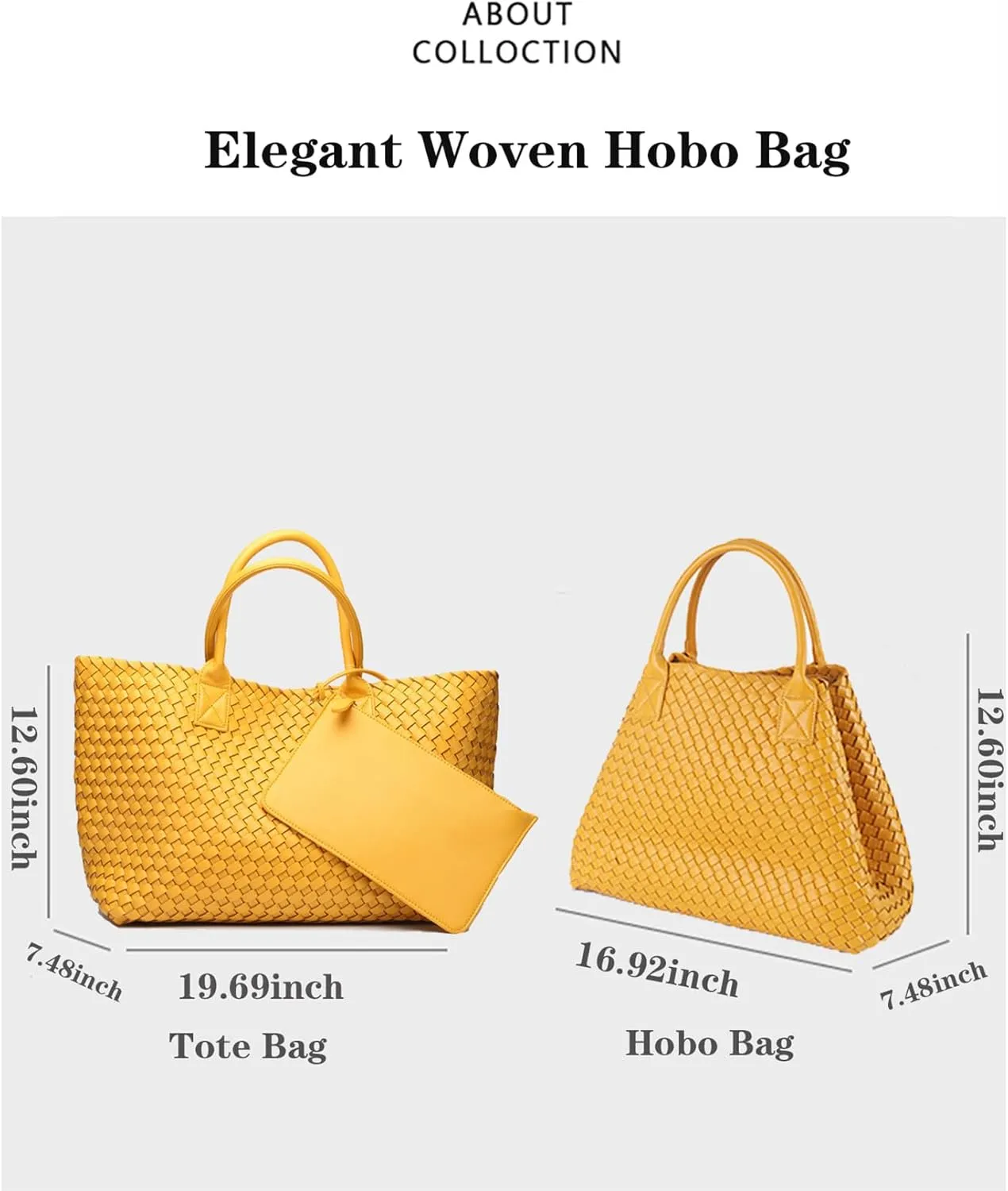 Woven Tote Bag Large Vegan Leather Bucket Bag, Fashion Handwoven Shopper Bags for Women