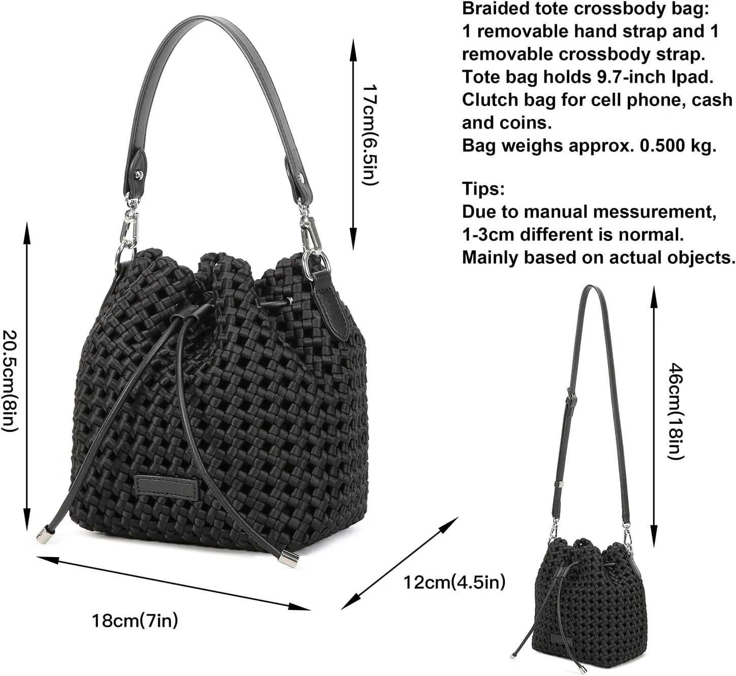 Woven tote Bags for Women with Adjustable Strap, Mini Crossbody Purse, Fahion Shoulder Bag for Traveling Workout