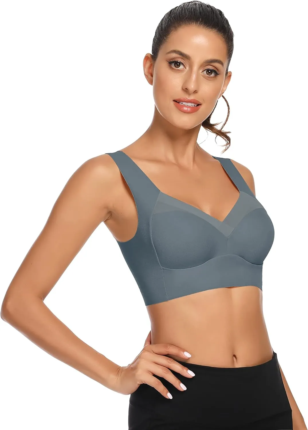 WOWENY Seamless Bras for Women Sleep Leisure Sports Yoga Bra Padded Wireless Thin Soft Comfy Pullover Tops Plus Size