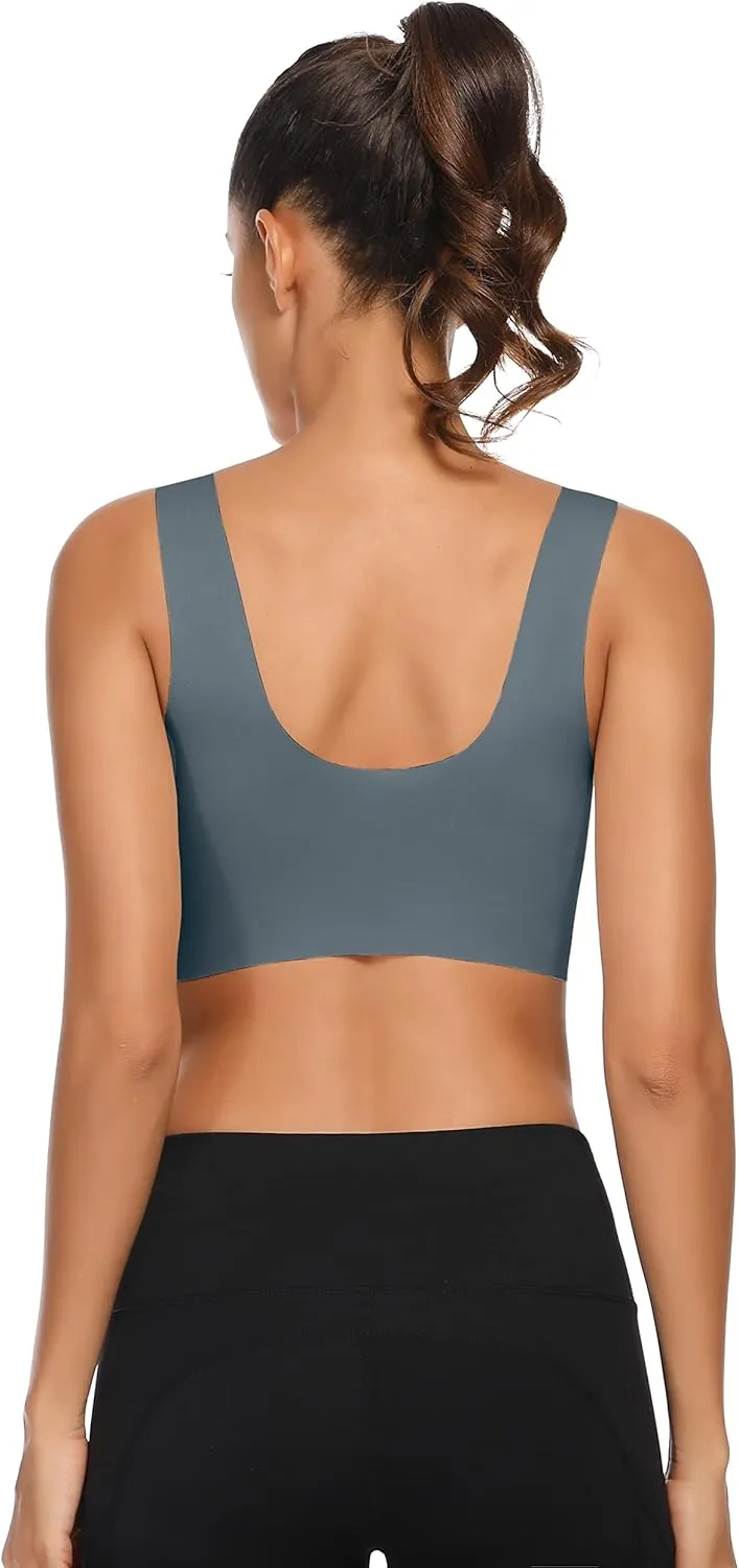 WOWENY Seamless Bras for Women Sleep Leisure Sports Yoga Bra Padded Wireless Thin Soft Comfy Pullover Tops Plus Size