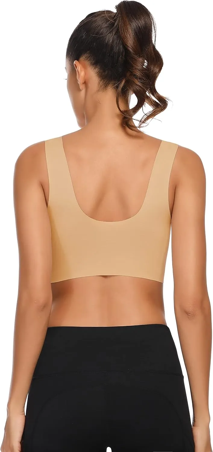 WOWENY Seamless Bras for Women Sleep Leisure Sports Yoga Bra Padded Wireless Thin Soft Comfy Pullover Tops Plus Size