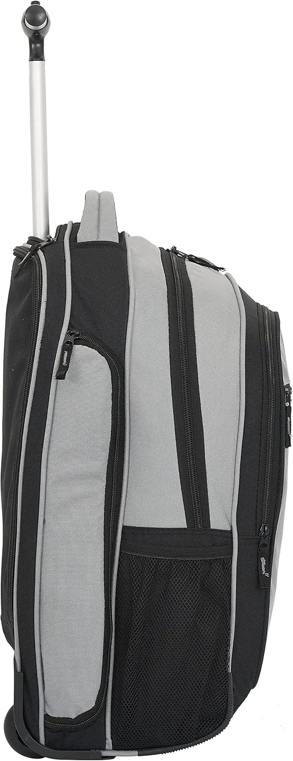 Wrangler Dobson Collection Featuring Duffel Travel and Leisure, Charcoal, 19" Rolling Backpack