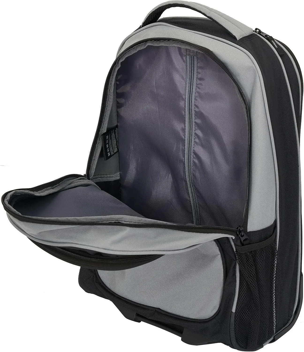 Wrangler Dobson Collection Featuring Duffel Travel and Leisure, Charcoal, 19" Rolling Backpack