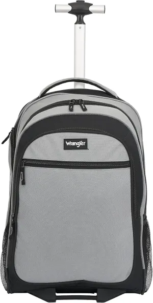 Wrangler Dobson Collection Featuring Duffel Travel and Leisure, Charcoal, 19" Rolling Backpack