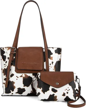 Wrangler Tote Handbags for Women Vegan Leather Shoulder Tote Purse with Small Crossbody Bag