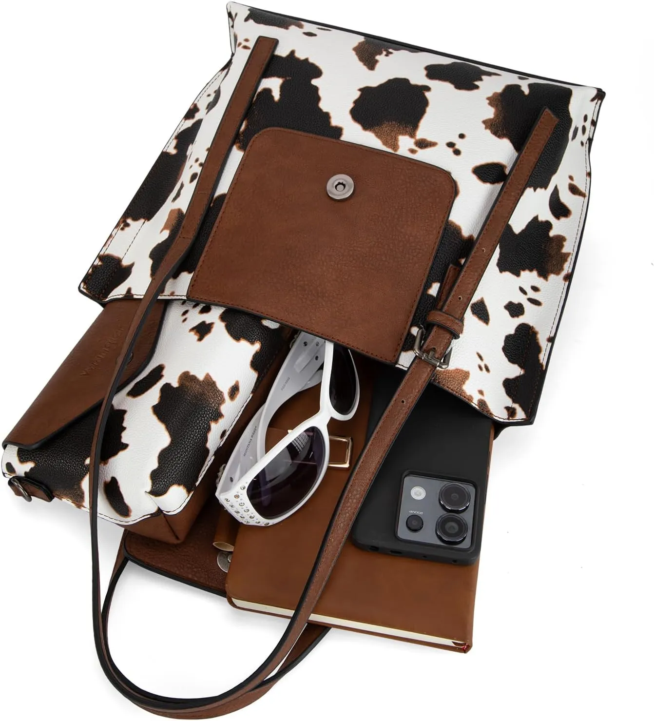 Wrangler Tote Handbags for Women Vegan Leather Shoulder Tote Purse with Small Crossbody Bag