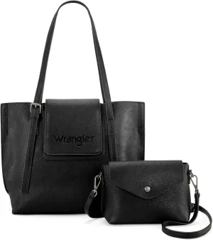 Wrangler Tote Handbags for Women Vegan Leather Shoulder Tote Purse with Small Crossbody Bag