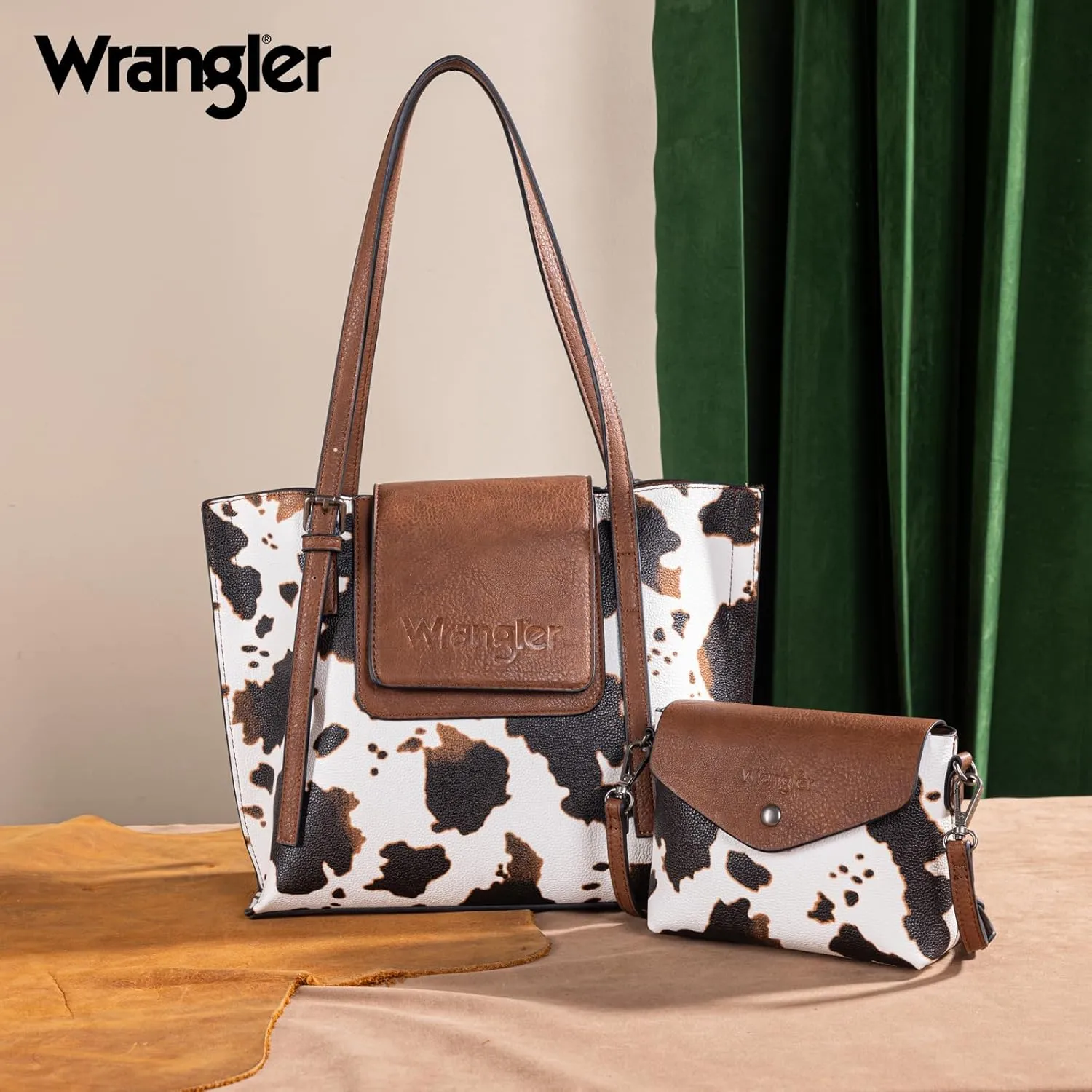 Wrangler Tote Handbags for Women Vegan Leather Shoulder Tote Purse with Small Crossbody Bag