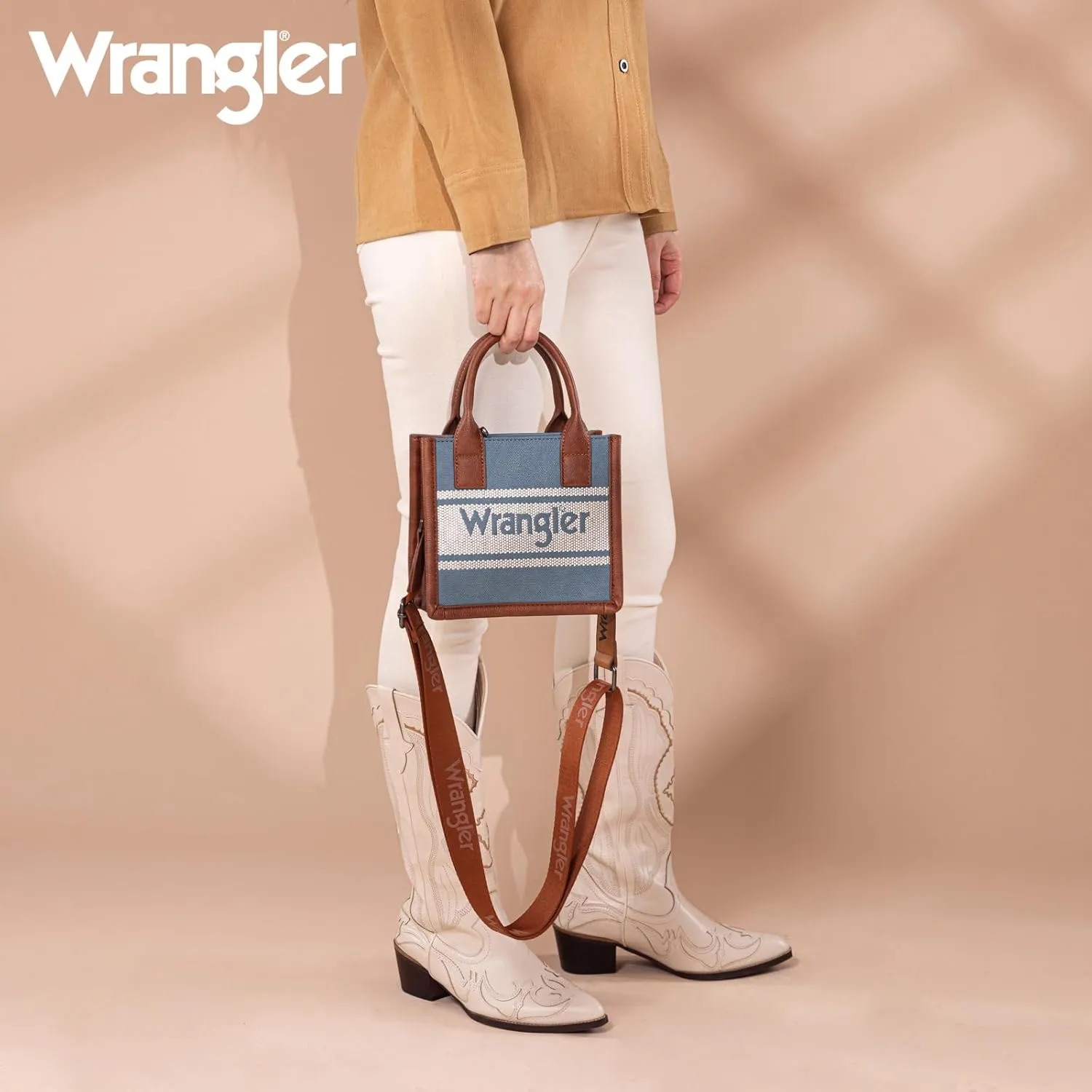 Wrangler Women's Mini Tote Bag Crossbody Handbag with Adjustable Strap Casual Purse for Daily Use