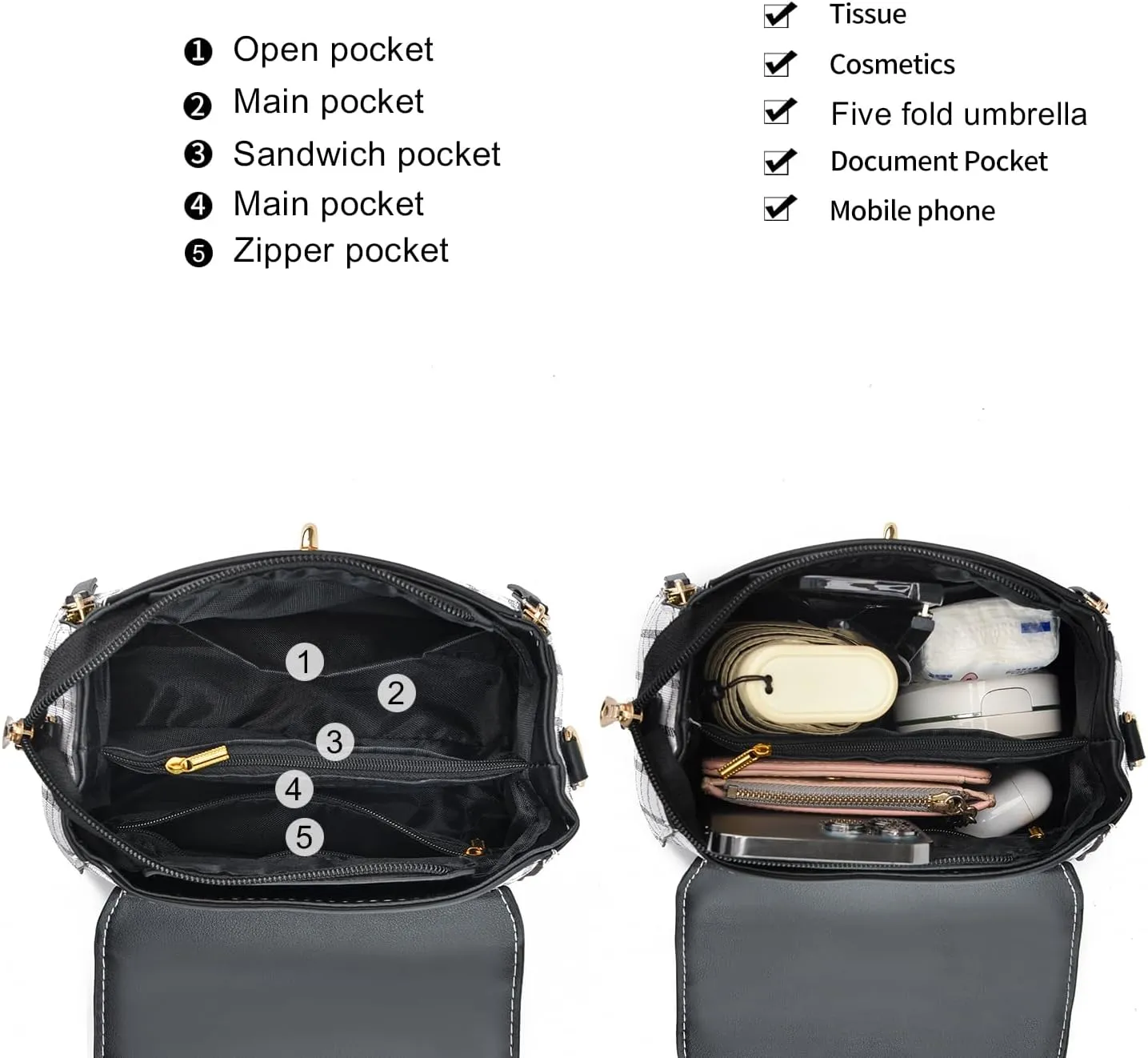 Xiaoyu Small Purses and Handbags for Women Fashion Teenage Girls Crossbody Bag Lightweight Shoulder Bag Plaid Pattern Satchel