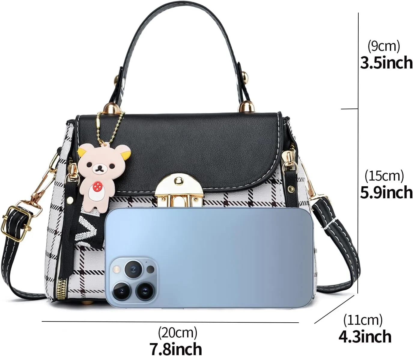 Xiaoyu Small Purses and Handbags for Women Fashion Teenage Girls Crossbody Bag Lightweight Shoulder Bag Plaid Pattern Satchel