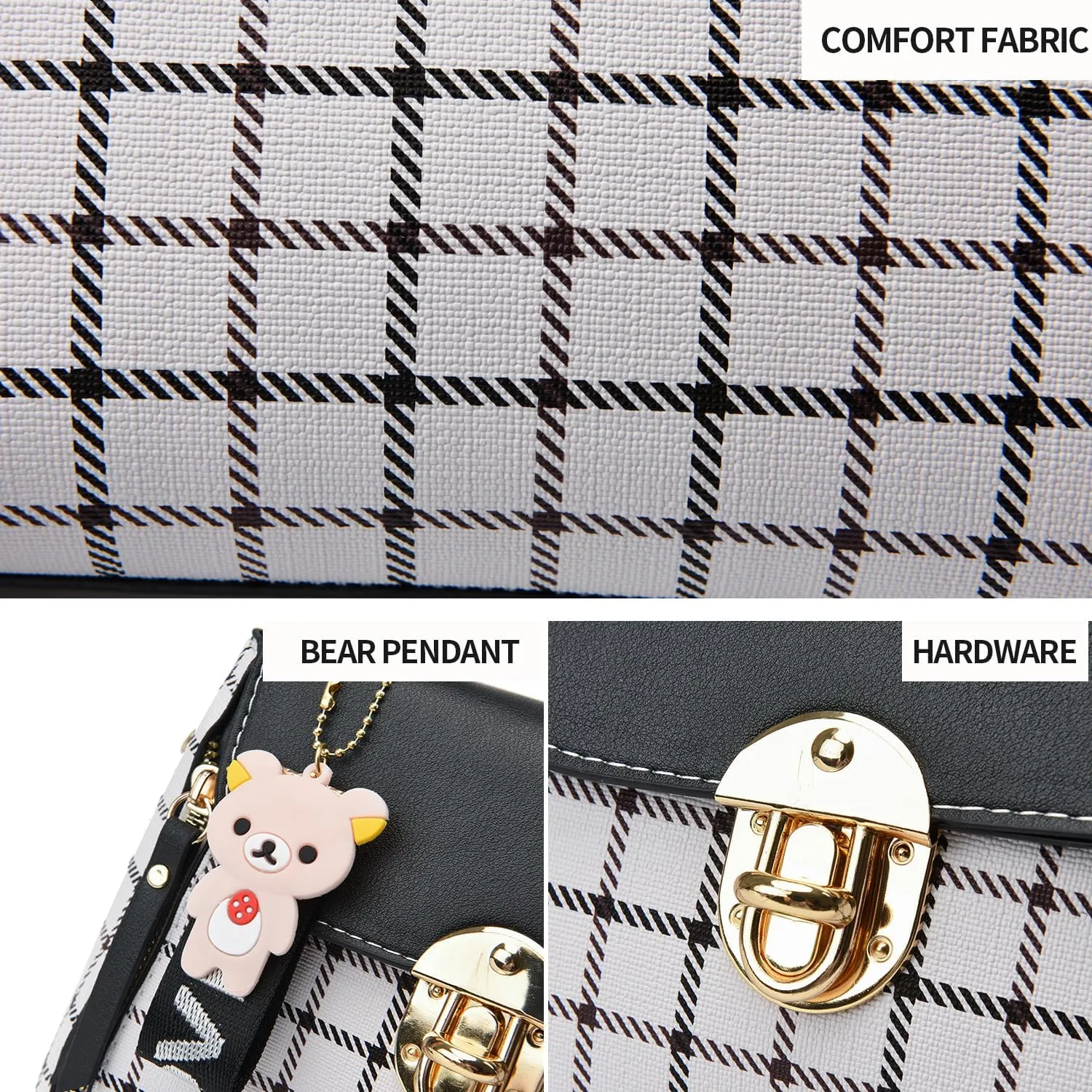 Xiaoyu Small Purses and Handbags for Women Fashion Teenage Girls Crossbody Bag Lightweight Shoulder Bag Plaid Pattern Satchel