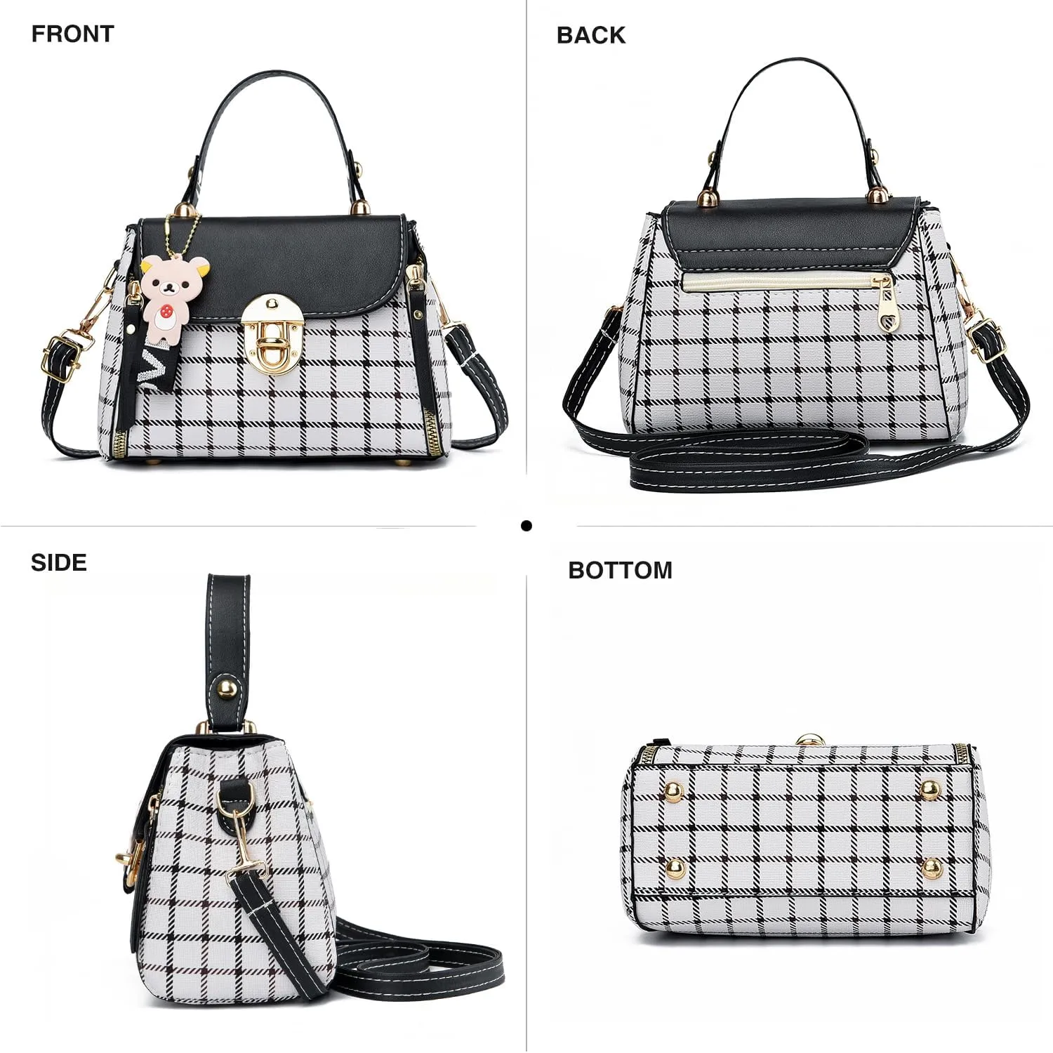 Xiaoyu Small Purses and Handbags for Women Fashion Teenage Girls Crossbody Bag Lightweight Shoulder Bag Plaid Pattern Satchel