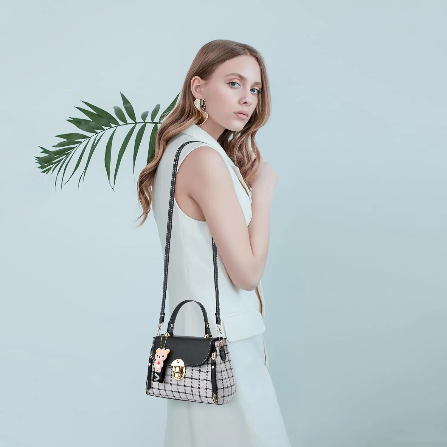 Xiaoyu Small Purses and Handbags for Women Fashion Teenage Girls Crossbody Bag Lightweight Shoulder Bag Plaid Pattern Satchel