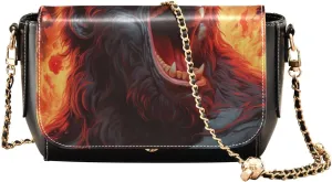 xigua Angry Chimpanzee Leather Crossbody Bag for Women Small Handbag with Chain Strap, Flip-Top Crossbody Purse
