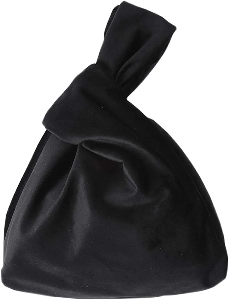 XMRS Women Luxury Velvet Evening Bag Knot Closure Wrist Bag Portable Cosmetic Organizer Pouch