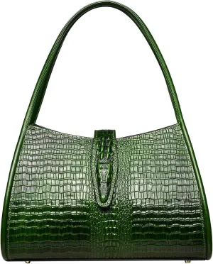 XXGJOALD-Designer Shoulder Purses Crocodile Handbags for Women Leather Hobo Shoulder Bags (68022 Brown)