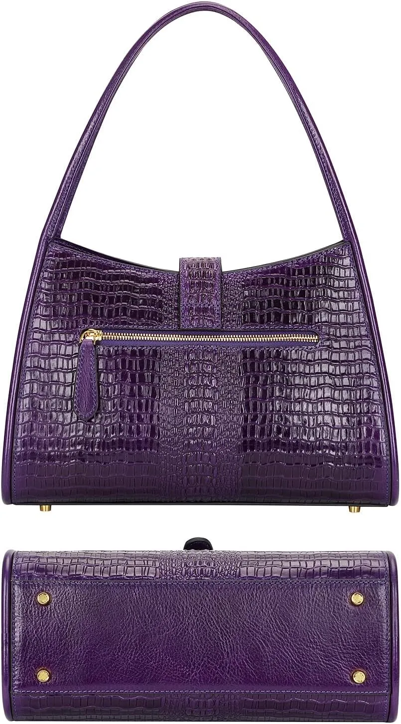 XXGJOALD-Designer Shoulder Purses Crocodile Handbags for Women Leather Hobo Shoulder Bags (68022 Brown)