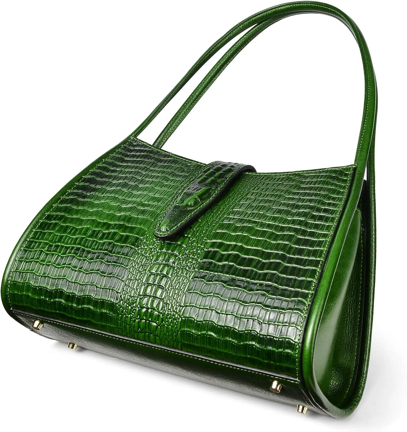 XXGJOALD-Designer Shoulder Purses Crocodile Handbags for Women Leather Hobo Shoulder Bags (68022 Brown)