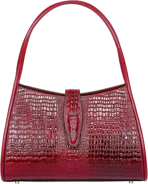 XXGJOALD-Designer Shoulder Purses Crocodile Handbags for Women Leather Hobo Shoulder Bags (68022 Brown)