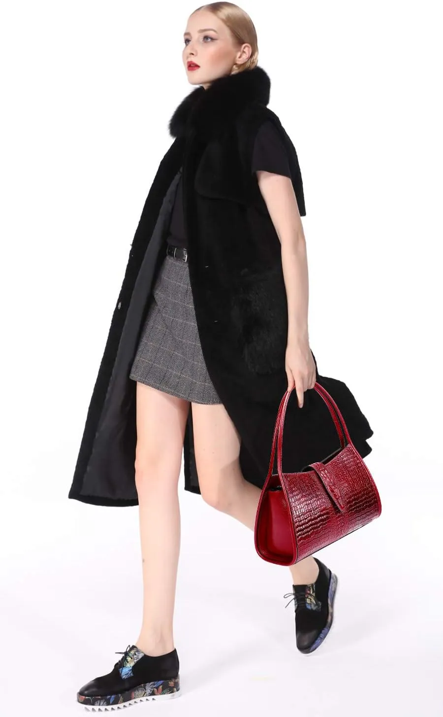 XXGJOALD-Designer Shoulder Purses Crocodile Handbags for Women Leather Hobo Shoulder Bags (68022 Brown)