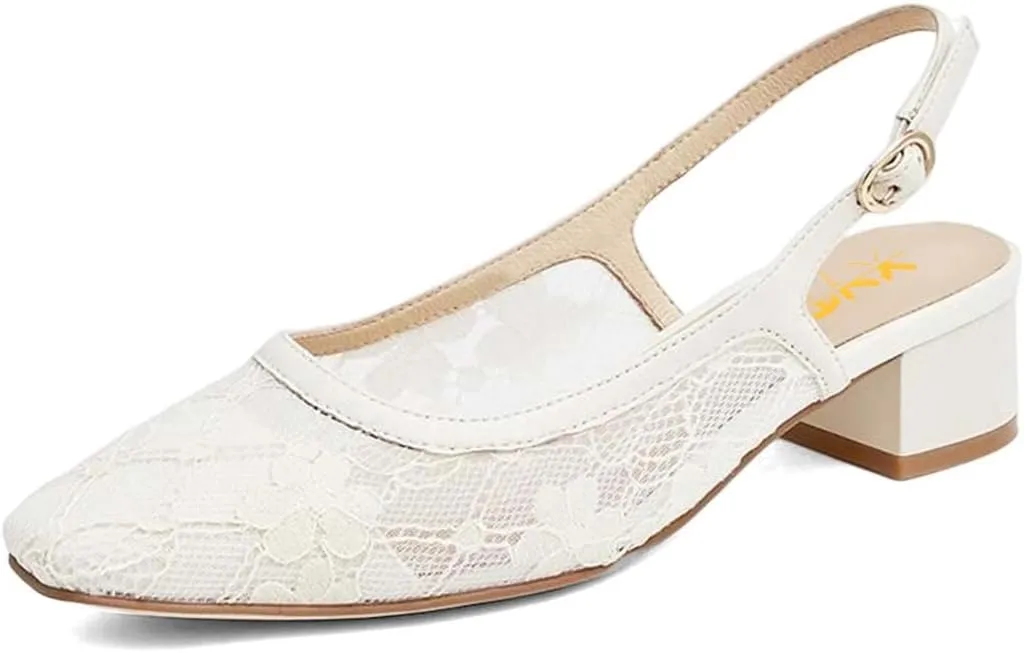 XYD Women Sparkly Low Chunky Block Heel Glitter Sandals Slingback Closed Square Toe Buckled Pull On Pumps Comfy Party Dressy Shoes