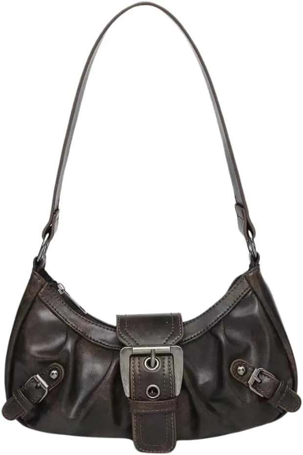 Y2k Shoulder Purse Handbag Women Distressed Grunge Vintage Leather Purse Small Hobo Bag Y2K Stuff