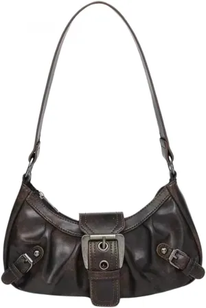 Y2k Shoulder Purse Handbag Women Distressed Grunge Vintage Leather Purse Small Hobo Bag Y2K Stuff