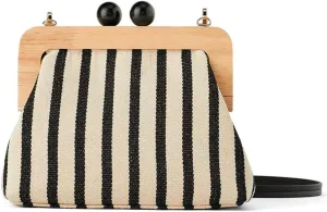 Yohora Women’s Crossbody Bag Kiss Lock Shoulder Purse Canvas Lightweight Retro Wallet