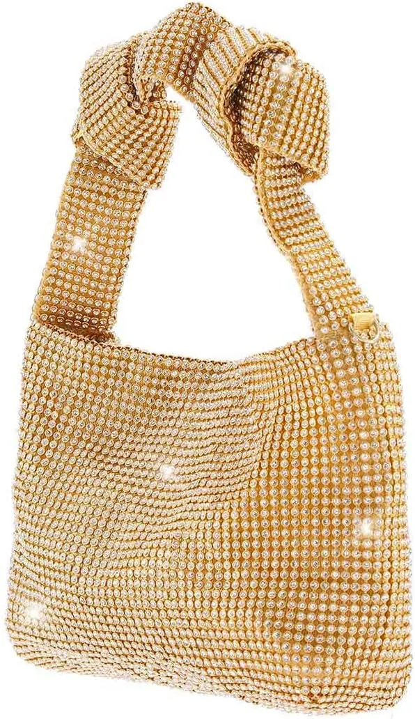 Yokawe Rhinestone Purses for Women Evening Bag Sparkly Mini Hobo Bag Vacation Party Club Wedding Handbag
