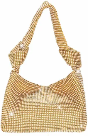 Yokawe Rhinestone Purses for Women Evening Bag Sparkly Mini Hobo Bag Vacation Party Club Wedding Handbag
