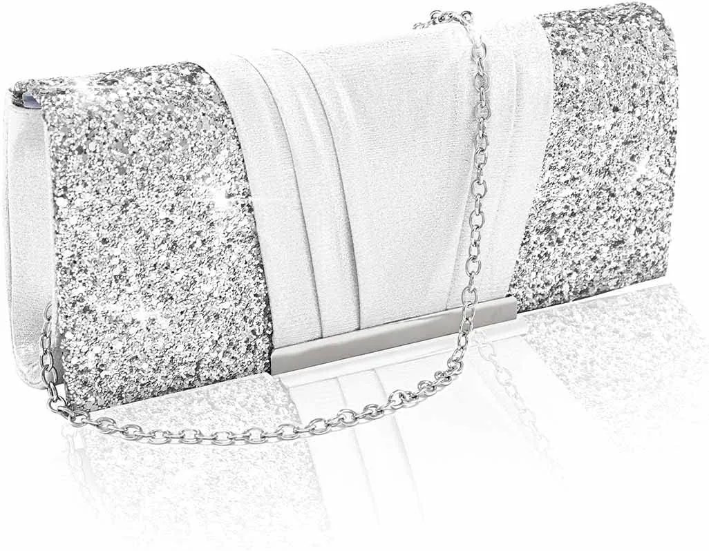Yokawe Women's Clutch Purse Flap Glitter Evening Bag Prom Party Bride Wedding Handbag