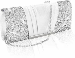 Yokawe Women's Clutch Purse Flap Glitter Evening Bag Prom Party Bride Wedding Handbag
