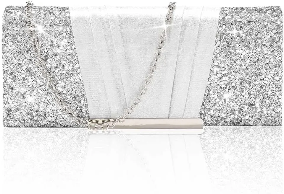 Yokawe Women's Clutch Purse Flap Glitter Evening Bag Prom Party Bride Wedding Handbag