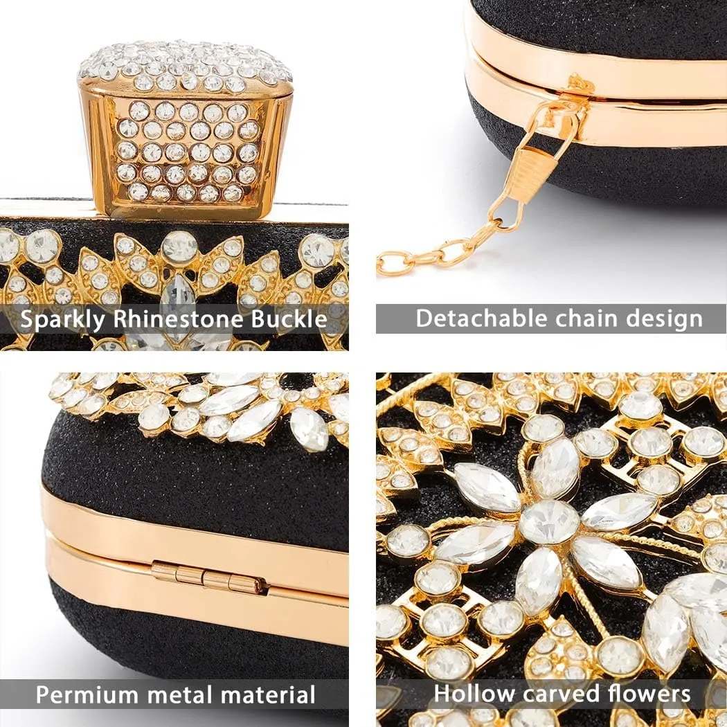 Yokawe Womens Crystal Evening Clutch Bag Bridal Wedding Purse Rhinestone Party Prom Handbag