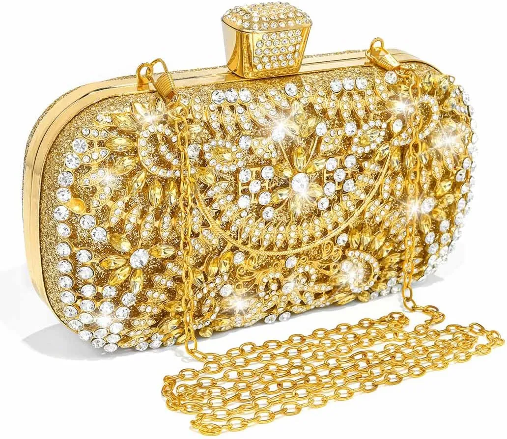Yokawe Womens Crystal Evening Clutch Bag Bridal Wedding Purse Rhinestone Party Prom Handbag