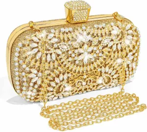 Yokawe Womens Crystal Evening Clutch Bag Bridal Wedding Purse Rhinestone Party Prom Handbag