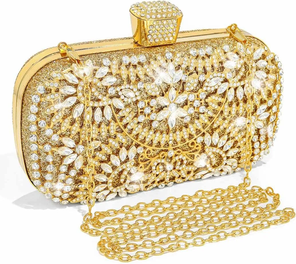 Yokawe Womens Crystal Evening Clutch Bag Bridal Wedding Purse Rhinestone Party Prom Handbag