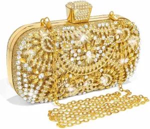 Yokawe Womens Crystal Evening Clutch Bag Bridal Wedding Purse Rhinestone Party Prom Handbag